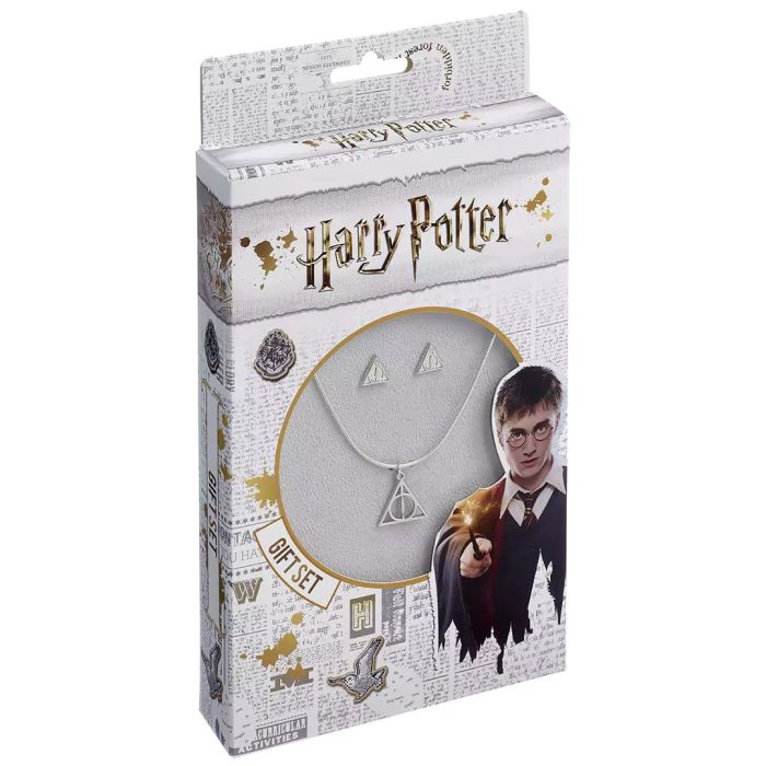 Deathly Hallows ketting en oorbellen set - Harry Potter