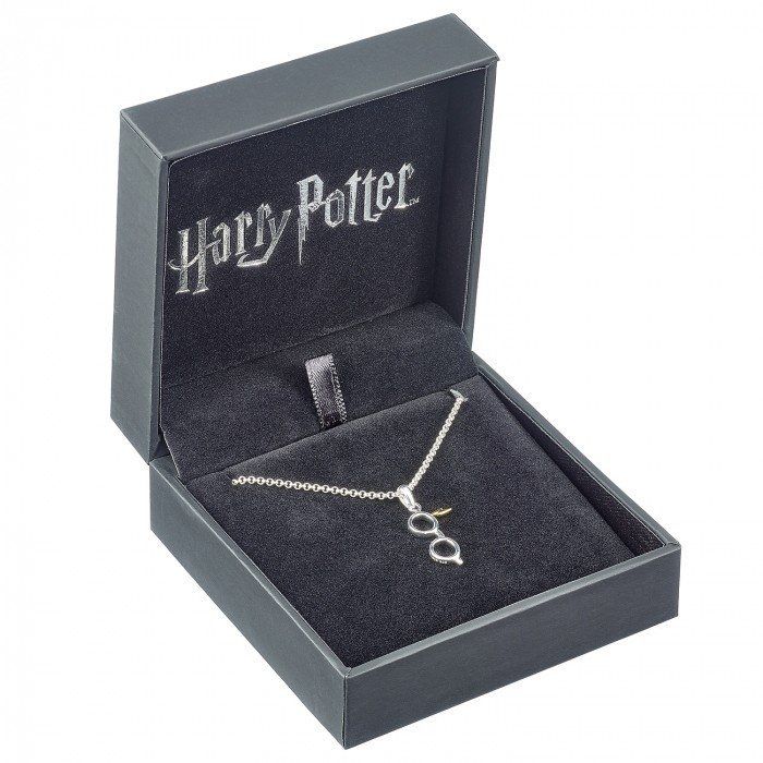 Harry Potter: Lightning Bolt and Glasses / Bliksemschicht en Bril zilveren ketting