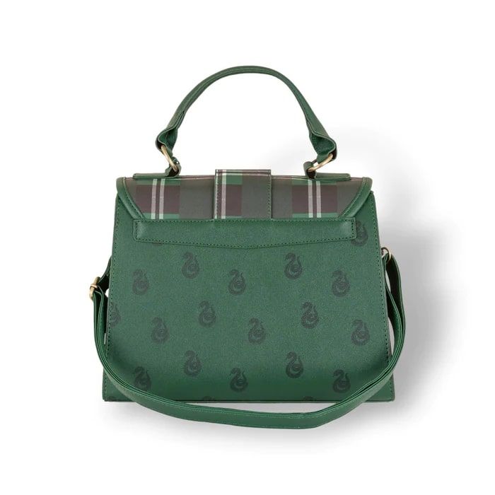 Slytherin Luxury Plaid Top Handbag with Charms - Harry Potter